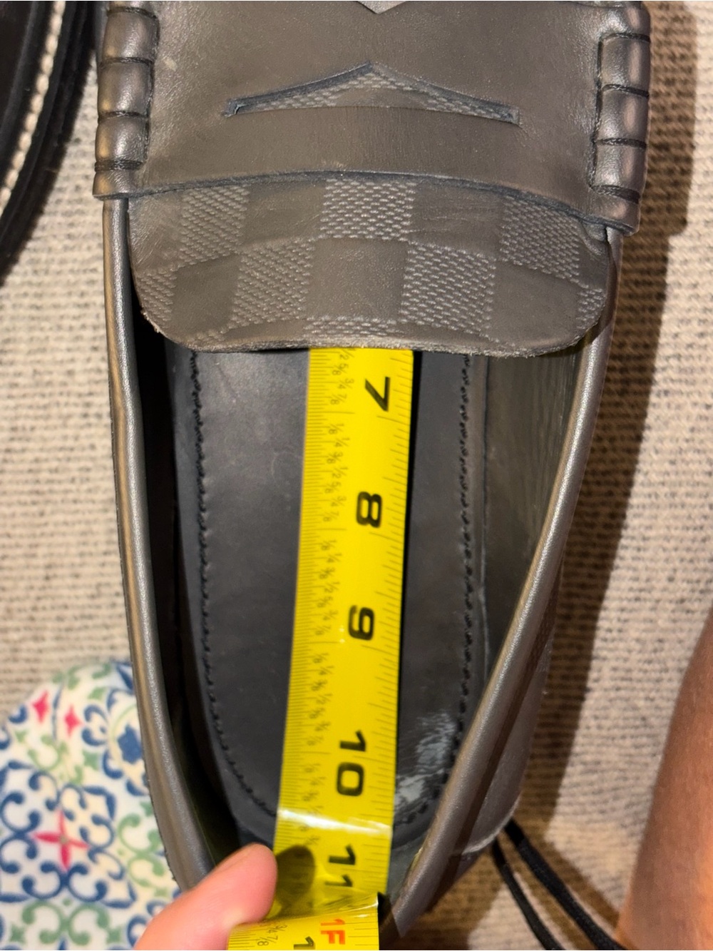 Louis Vuitton Black Damier Embossed Leather Penny Loafers - Picture 17 of 17